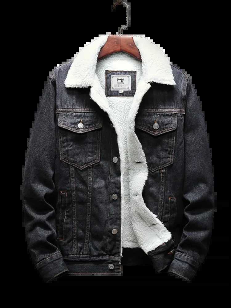 Autumn and winter new denim jacket mens thick jacket loose and loose cotton casual denim clothing W240914