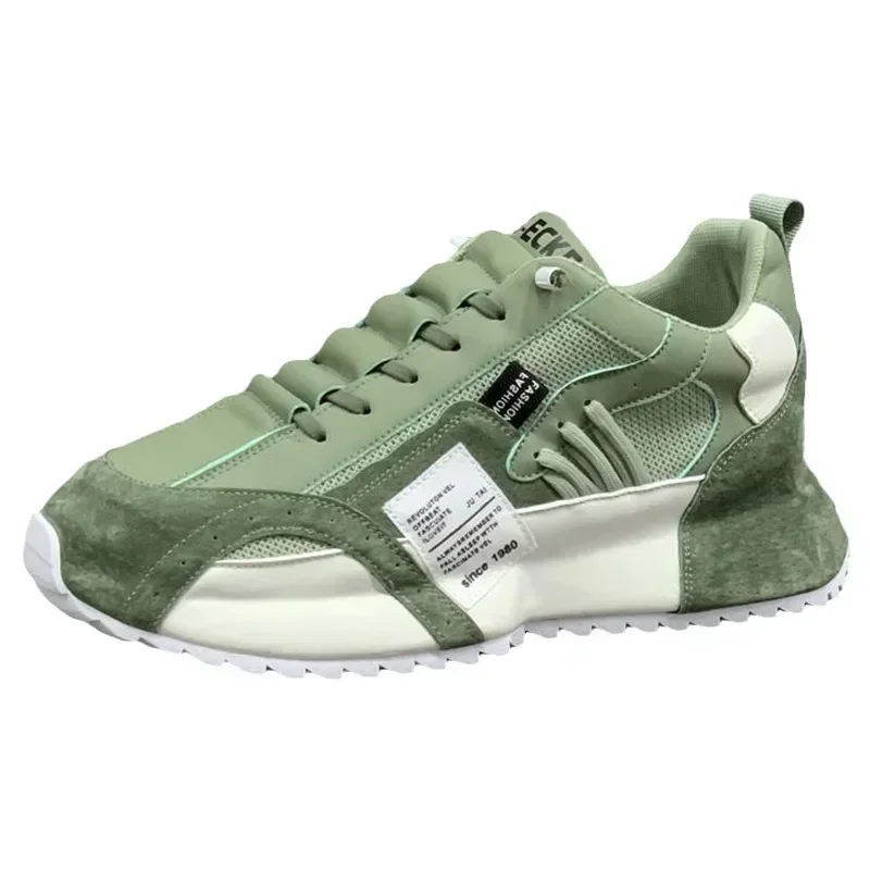 Men Sneakers Summer Mesh Moccasins New Lace-up Leather Sports Four Seasons Casual Running Shoes Men's Comfortable Forrest Gump Shoe 6452 's
