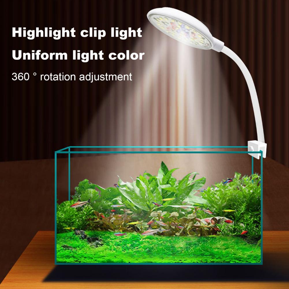Fish Tank Light Soft Connection 360-degree Adjustable Aquarium Light Energy-saving Led Clip Lamp for Fish Tanks Full for Turtle