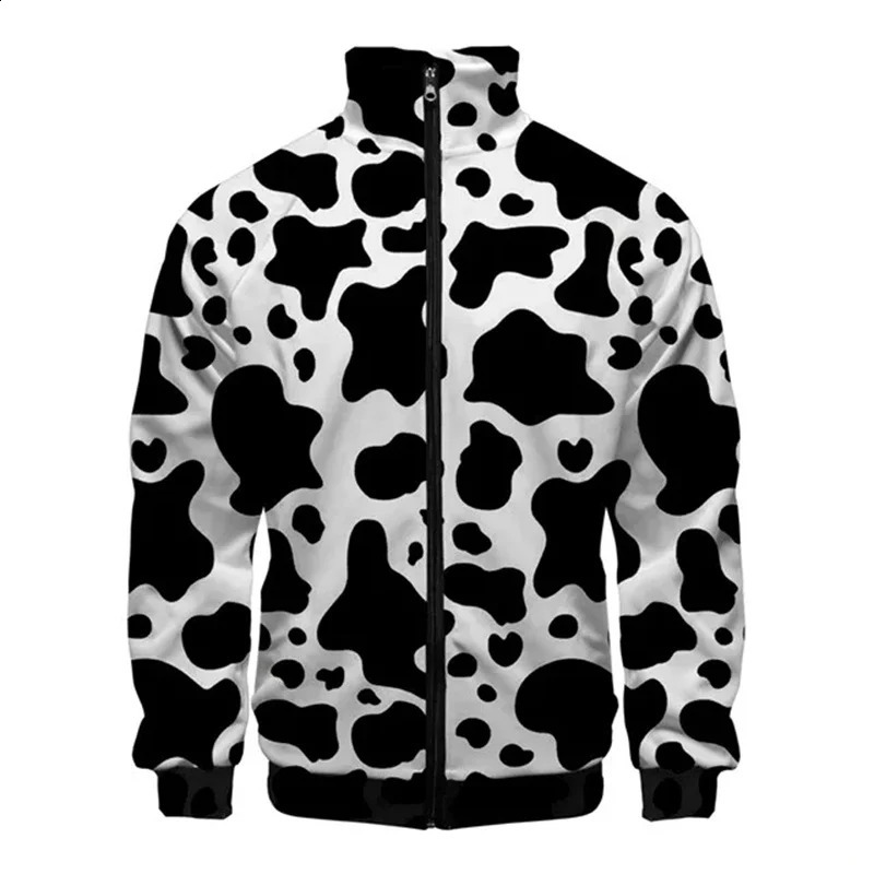 Black and white denim spotted 3D printed jacket mens casual long sleeved womens selling spring autumn zipper 240904