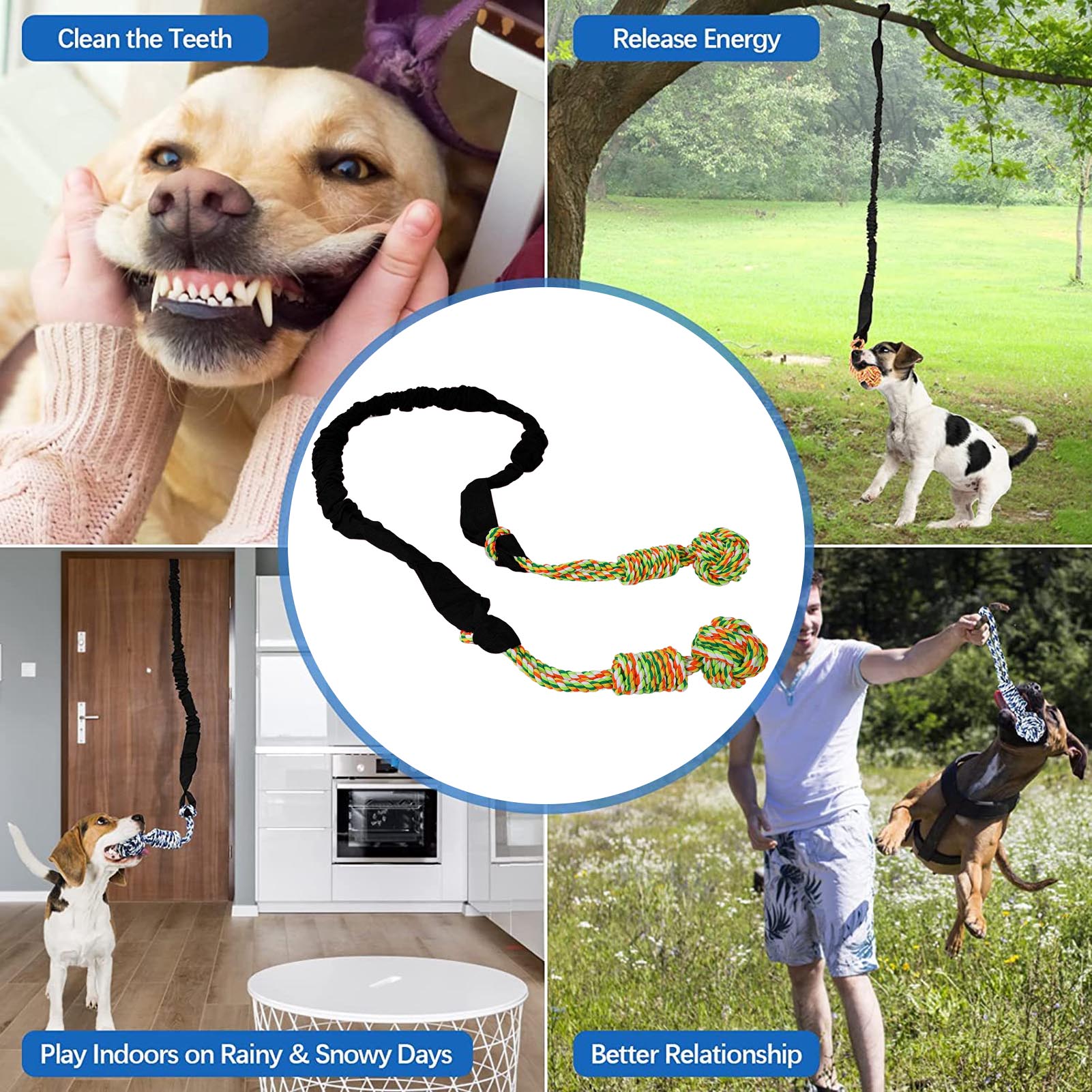 Dog Tug Rope Toy Bite Resistant Teeth Grinding Interactive Hanging Pet Rope Toy For Indoor Door Outdoor