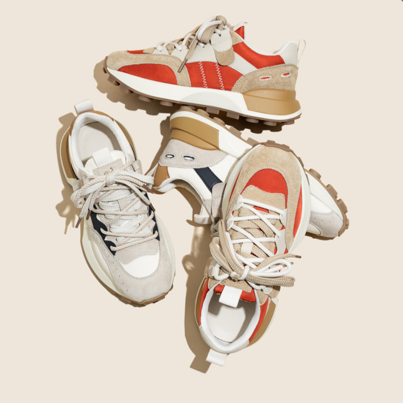 Brown Leather Platform Sneakers for Women 2024: Breathable Lace-Up Tennis Vulcanized Shoes 4