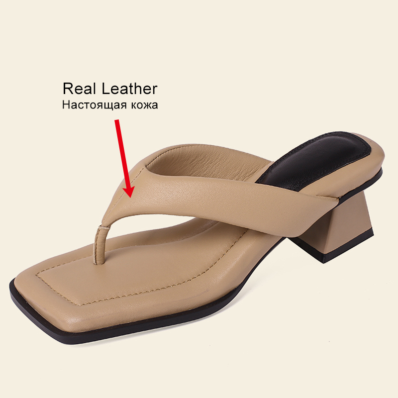 Size JOZHAMTA 33-40 Sandals Summer 2023 Fashion High Heels Shoes For Women Flip ps Real Leather New Slippers Slides 245e