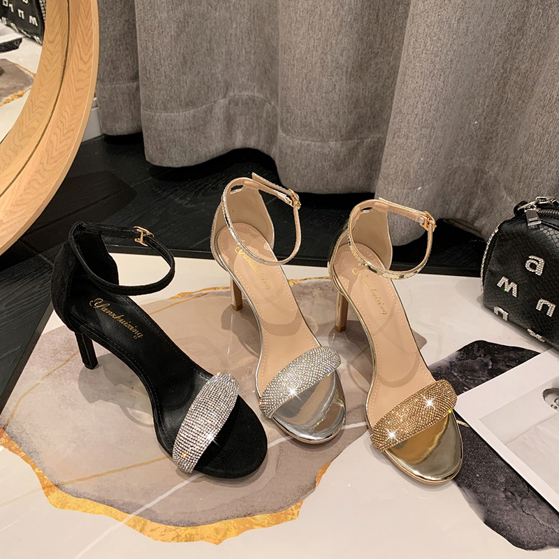 Women Sandals Shoes on Heel Ladies Sexy Party Dress Shoes Luxury Metal Decoration High Heels Shoes Female Fashion Spring Summer