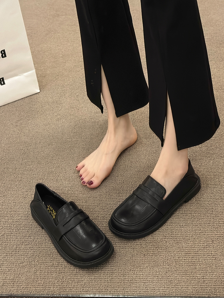 Derby Womens Shoes British Style Loafers With Fur All-Match Female Footwear New Slip-on Autumn Casual Sneaker Black Flats Shallow Mo e3de