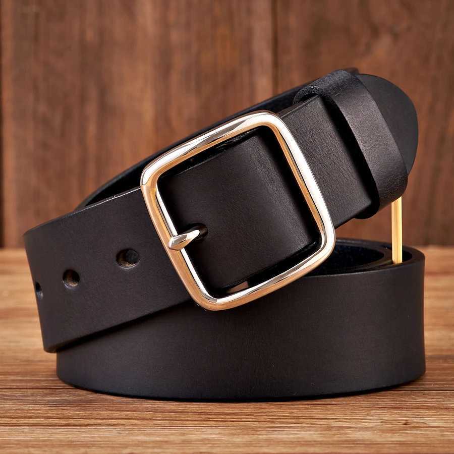 3.8CM Anti Allergy Stainless Steel Buckle Belt Vintage Cowskin Genuine Leather Mans Belt Male Cowhide Retro Jeans Soft BeltX240914