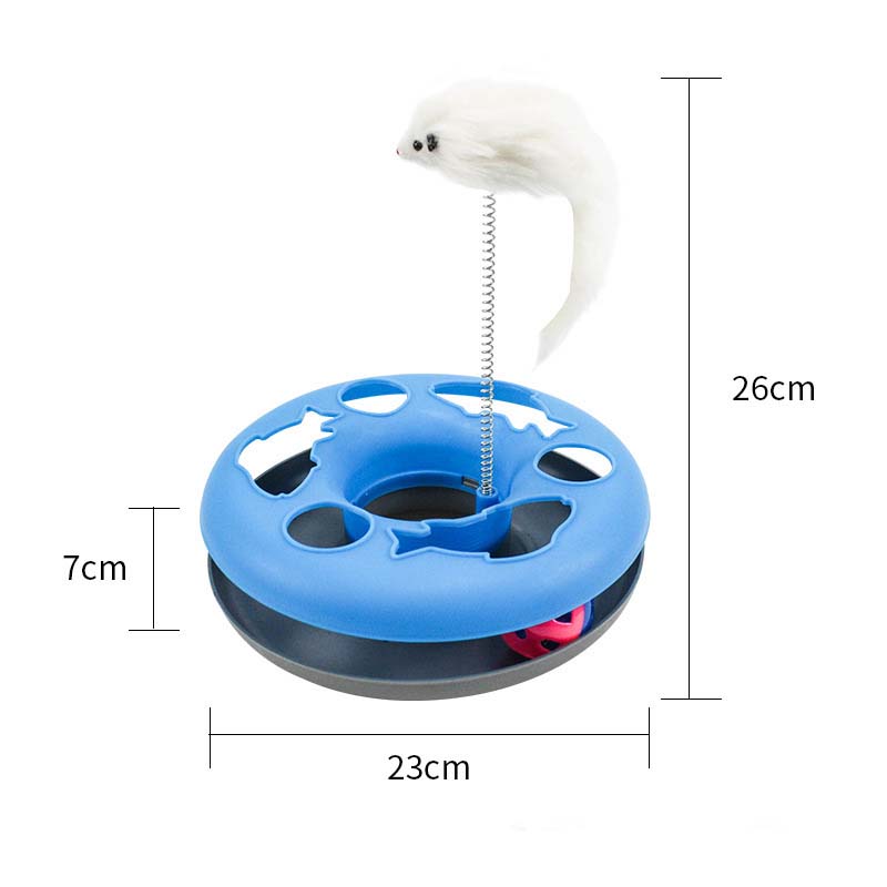Funny Cat Toys Rolling Track Game Turntable With Bells Mouse Spring Cat Teaser Indoor Kitten Interactive Toys Pet Supplies