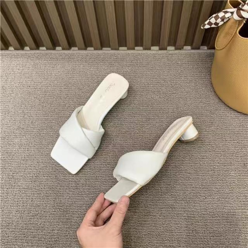 dh5367242 New Women Sandals Summer Mid Heels Chunky Casual Designer Dress Pumps Sgback Mules Shoes atos Ladies 055a e090