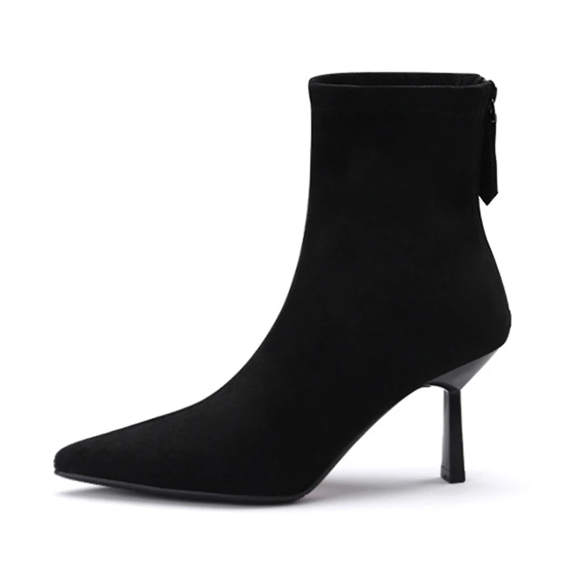 Eilyken BIG Size 43 Autumn Winter Pointed Toe Women Ankle Boots Concise Zipper Thin Heels Shoes Fashion Short Booties 4058