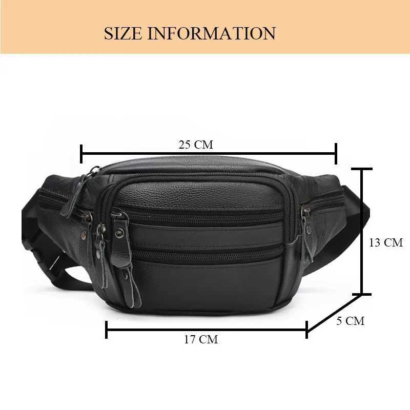 Fashionable mens leather phone bag mens leather messenger bag mens travel waist bag Z250407