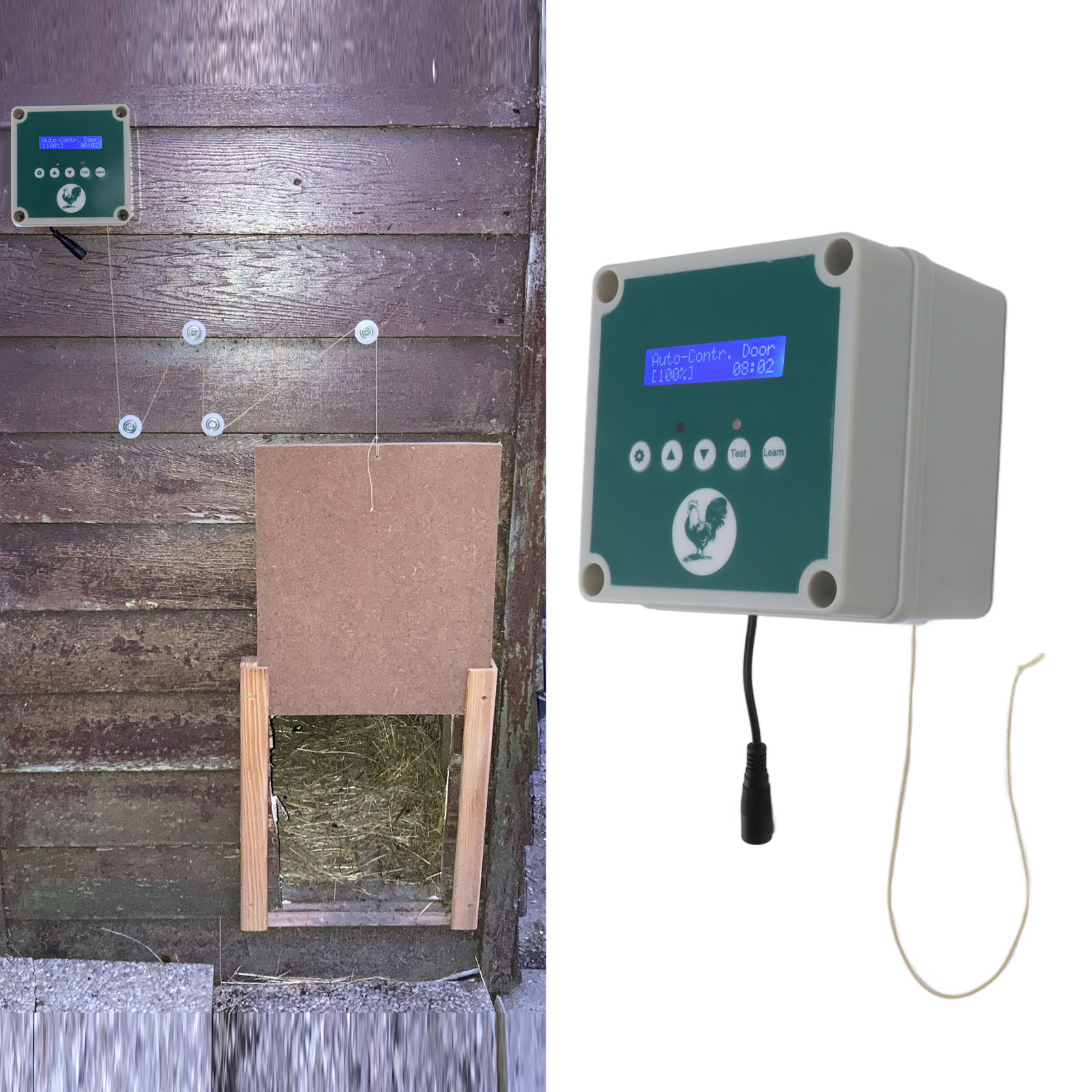 Automatic Chicken Coop Door Controller Cage Opener Remote Control Poultry House Door Actuator Motor Kit with Timer Light Sensor