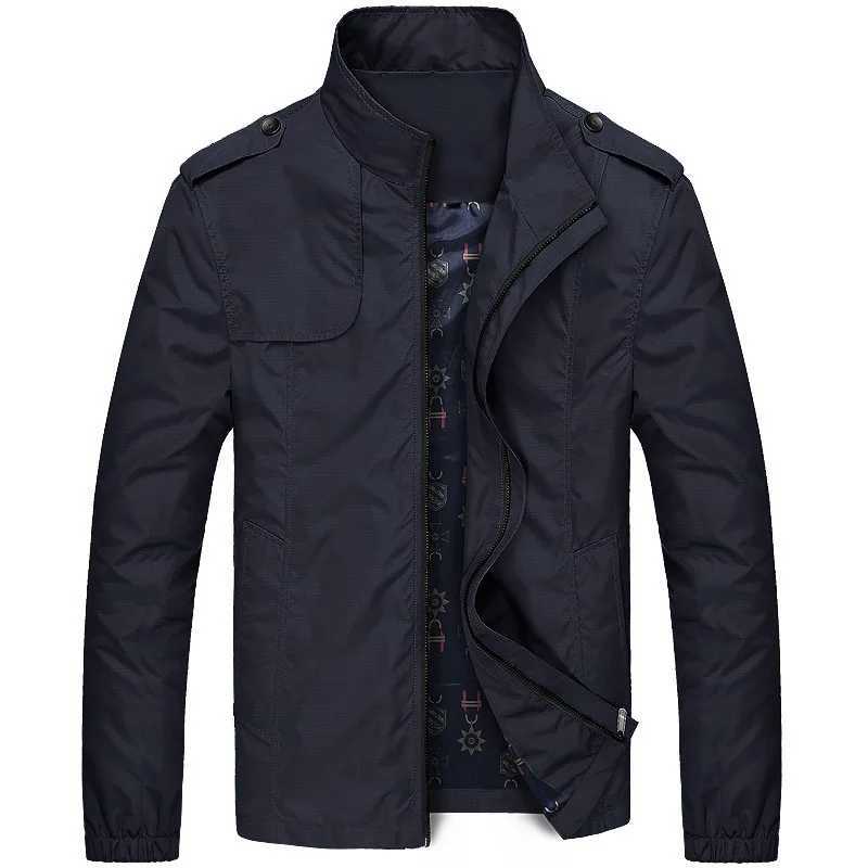 Mens spring and autumn thin jackets mens business and leisure ultra-thin solid stand collar dad windproof jackets Coats outdoor bomber jackets W240914
