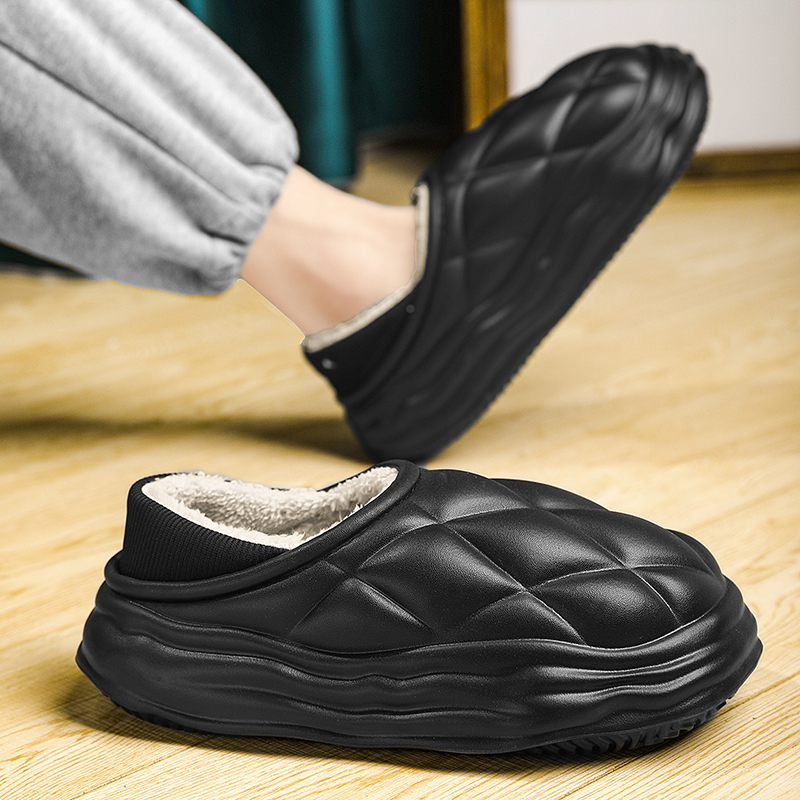 Winter Warm Men Cotton Slippers Sandals Plush Slippers Slides Outdoor Indoor Waterproof Non-Slip Shoes Men Home Warm Slippers