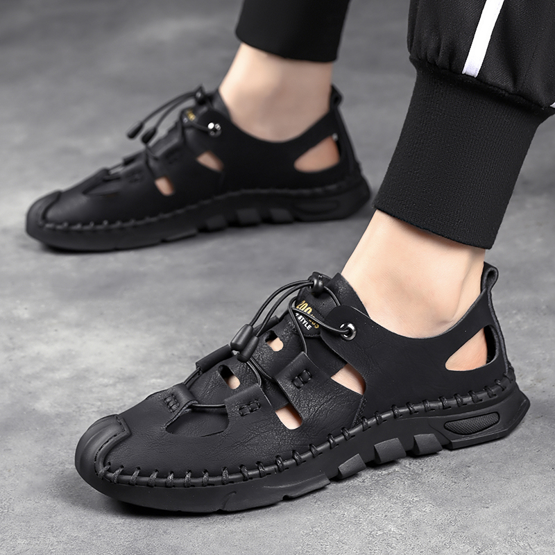 Handmade Brand Summer Leather Breathable Men Original Sandals Designer Moccasins Men's Slippers dfd7 's