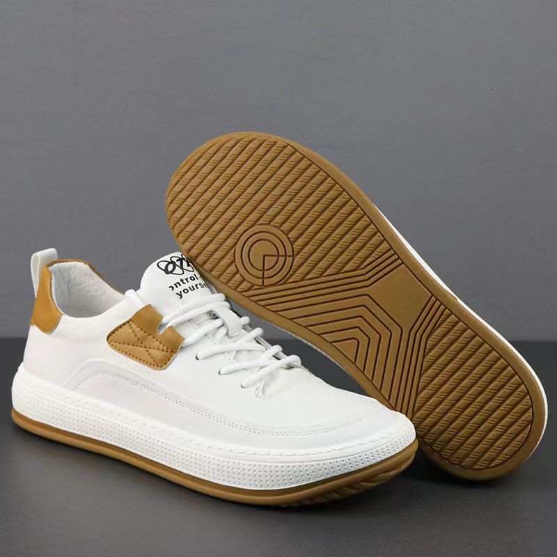 2024 New fashion trend anti-slip gum out-sole PU leather upper men's flat plate board walking shoes sneakers for man