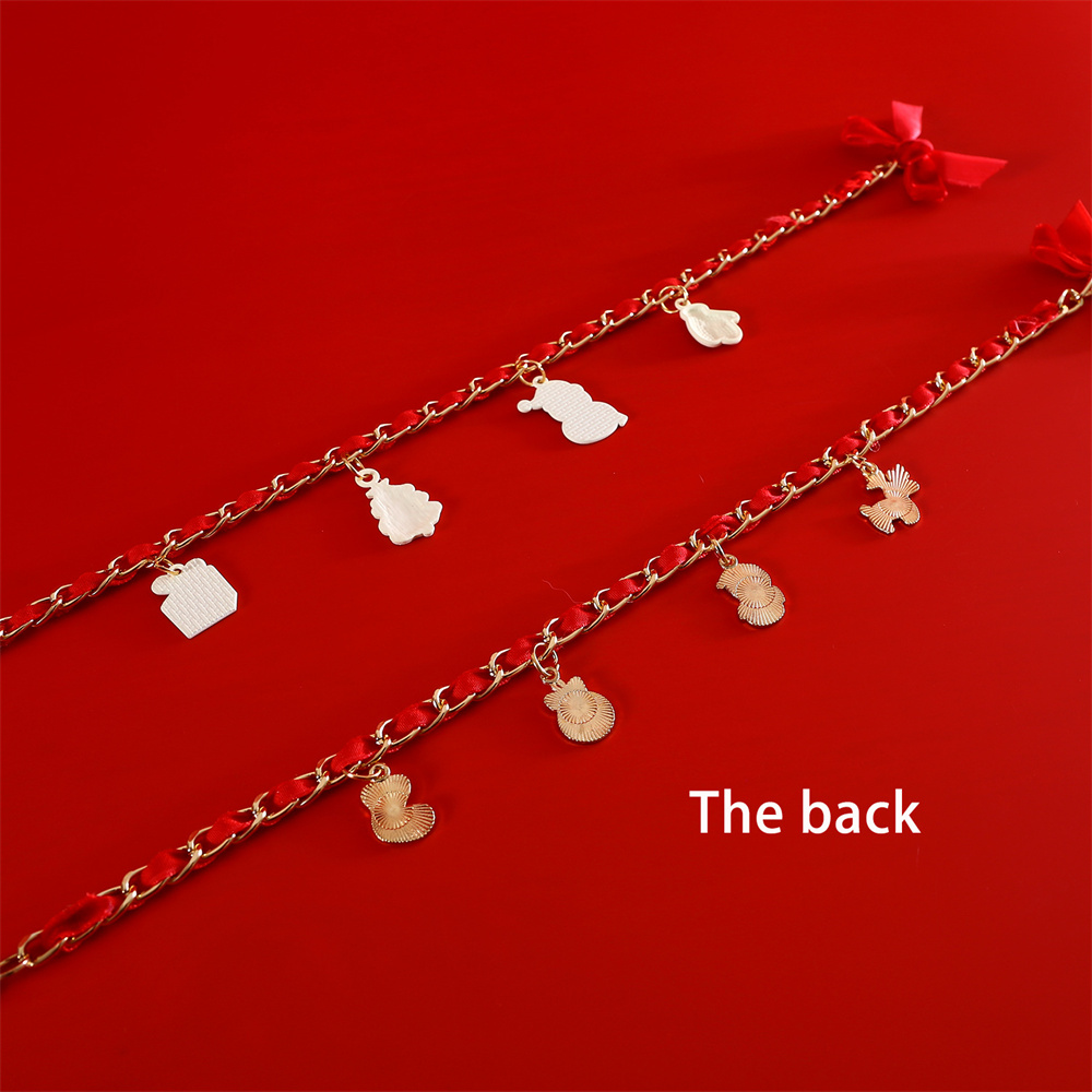 Pet Christmas Metal Velvet Collar Drip Oil Pendant Old Man Tree Gloves Socks Socks Bow Cat & Dog Collar Necklace Cat Accessories