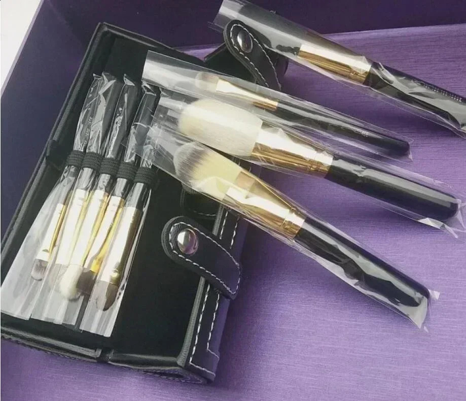 9-piece brown professional makeup brush set 240913