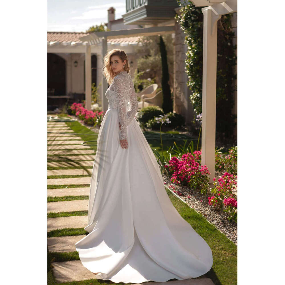 A Wedding Dresses E Split Appliques Sequined Sleeve Or Length Long Bridal Gown Vestido De Novia Custom Made ppliques