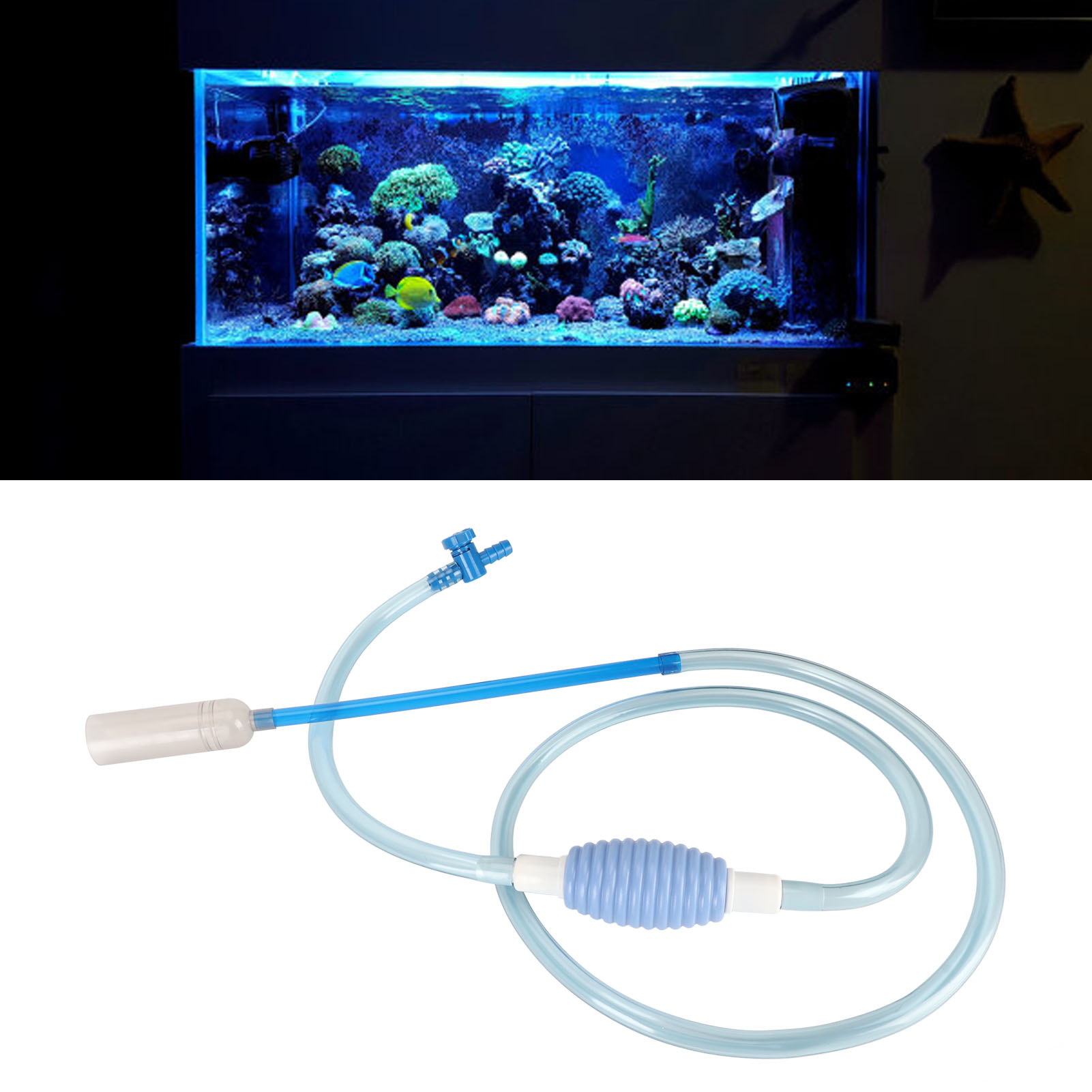 Fish Tank Water Changer Cleaner Manual Aquarium Siphon Vacuum Gravel Cleaner With Outlet Valve 8.5ft