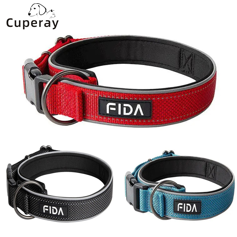 Reflective Nylon Dog Collar with Safety Buckle,Soft Padded Adjustable Heavy Duty Braided Dog Collars for Small Medium Large Dogs