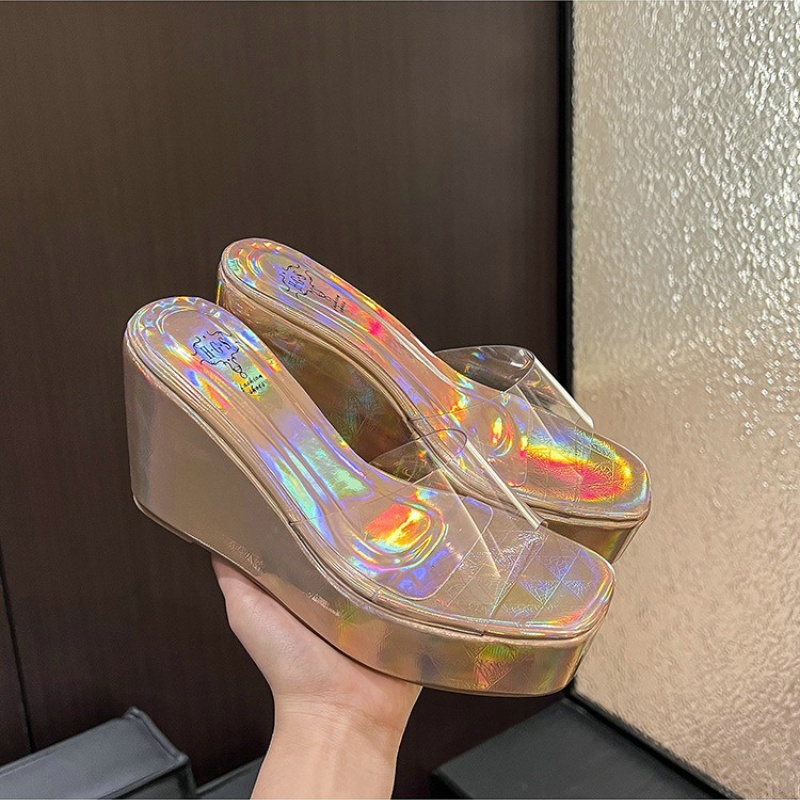 Slipper 2024 New Transparent High Heels Platform Wedge Sandals For Women New Summer Wear b675