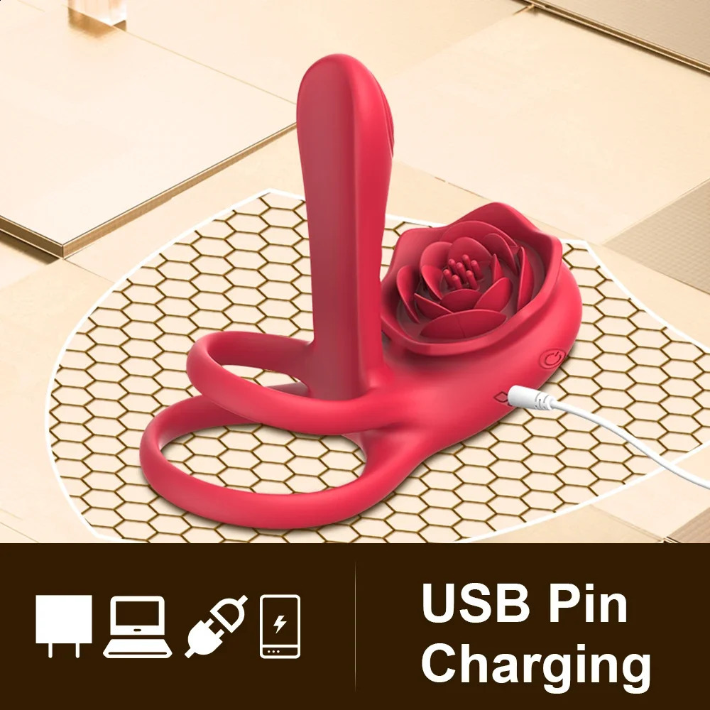 Rose rooster ring vibrator penis cover suction stimulator remote control Gspot installation adult product clitoral sex toy 240914