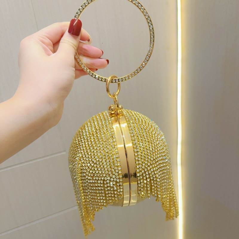 New Water Diamond Women's Tassel Small Handheld Bag, Single Shoulder Oblique Straddle Banquet Bag
