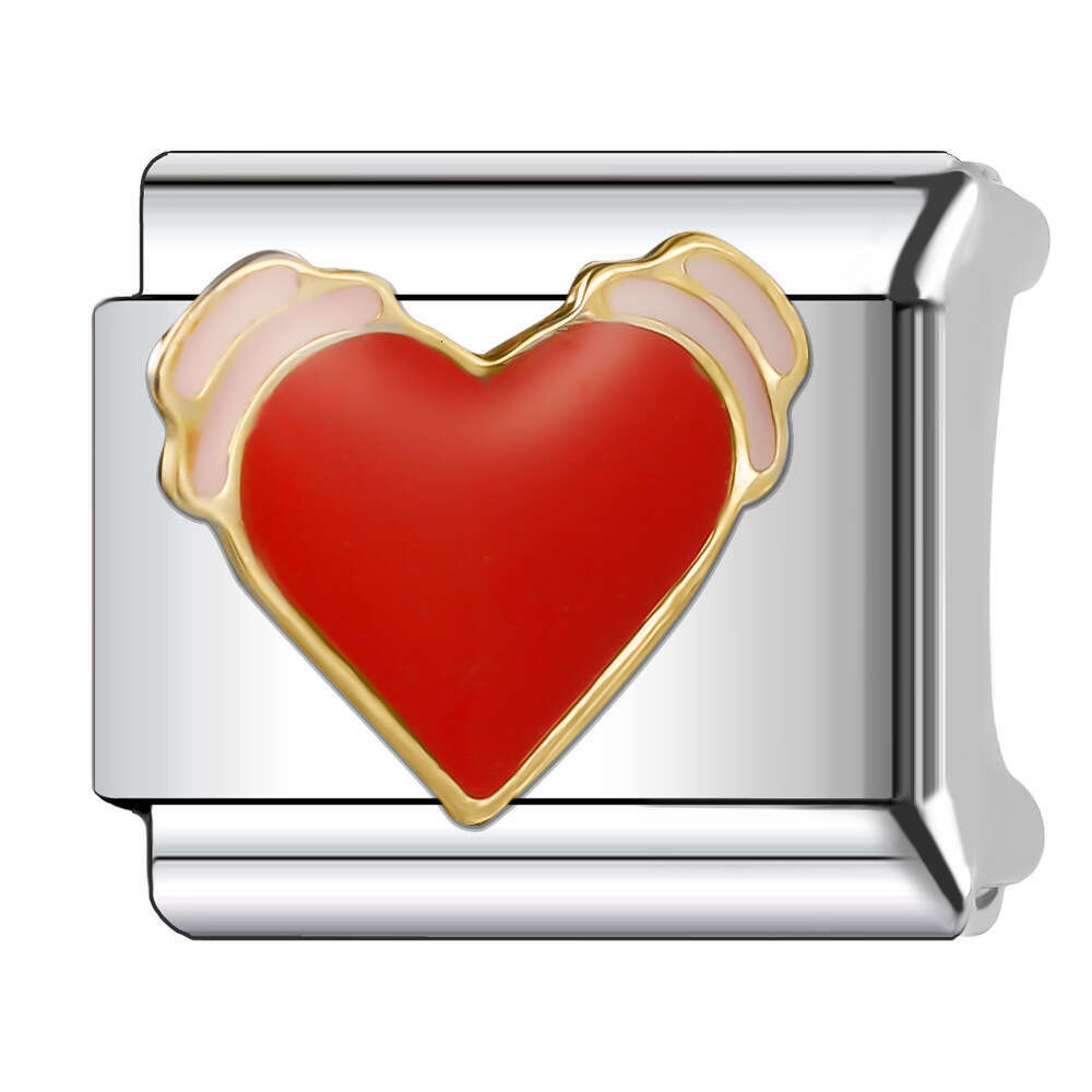 New Women's Gift Colorful Love heart Bead Italian Charms Links Bangle Beads Fit 9mm Stainless Steel Bracelet Making DIY For Women Fashion Jewelry