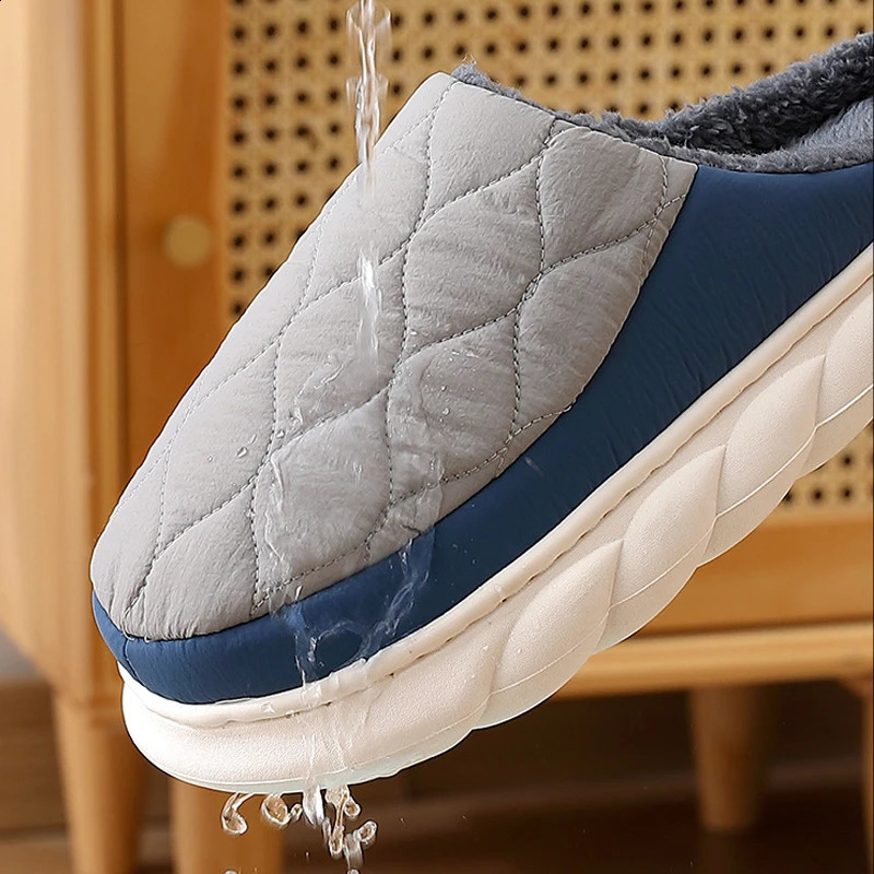 Shevalues Winter Men Slippers Warm Home Fur Slippers Women Indoor Bedroom Plush Slippers Thick Soled Non-slip Cotton Shoes 240914