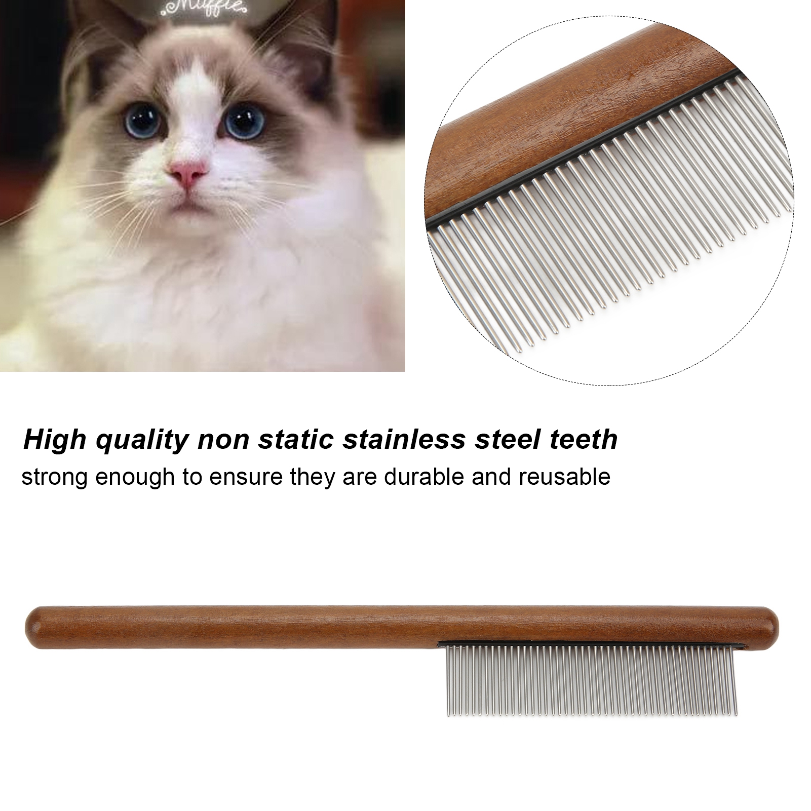 Reusable Wood Pet Open Knot Comb, Cat and Dog Comb, Remove Floating Hair, Cats and Dogs