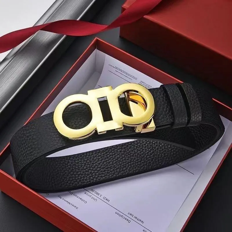 designer belt brand Belt classic belts womens black standard length gold letters fine leather ceinture homme fashion belt with box