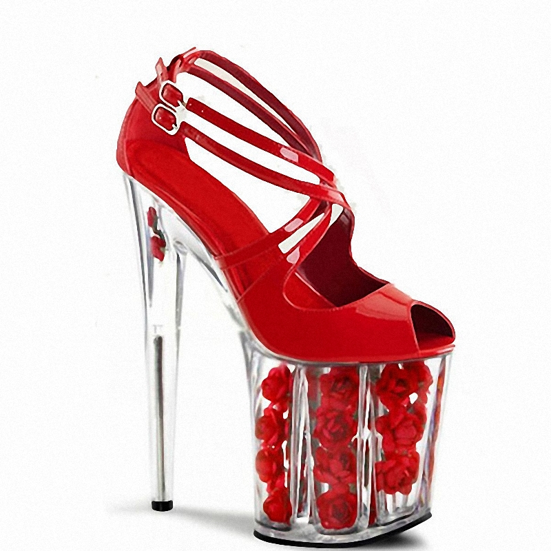 Queen Peep Toe Sexy Fetish Shoes high heels 20cm stilettos 8 Inch Exotic Strip Pole Dance Shoes Catwalk Women's Gothic Big Size