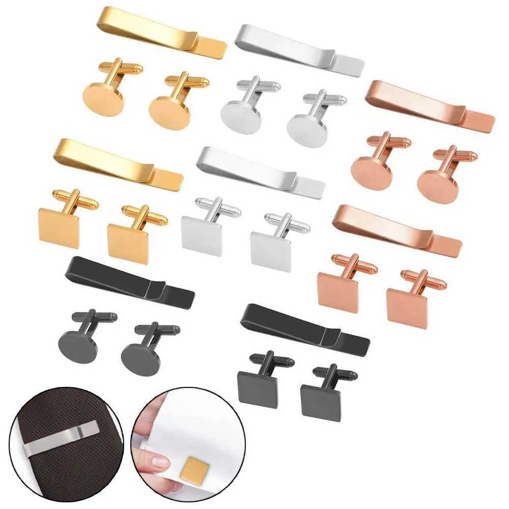 3 Pcs Formal Wear Decorate Cufflinks Tie Clip Set Necktie Clip Clasp Men Jewelry Pin Clasp Multiple Color Simple BusinessX240914