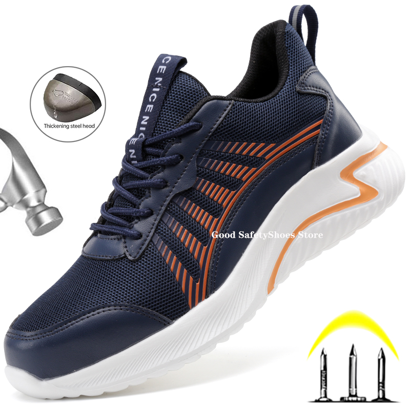 Safety Sport Women Breathable Sneakers Anti-Smash Steel Toe Work Men Lightweight Indestructible Shoes Male e4f1