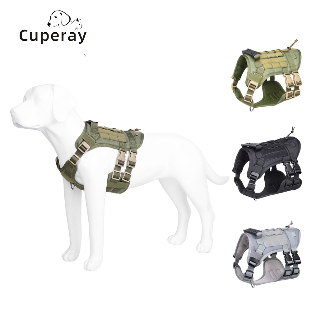 Tactical Dog Harness No Pulling,Tactical Dog Vest with Loop Panel Sturdy Handle,Breathable Military Dog Harnesses for Training