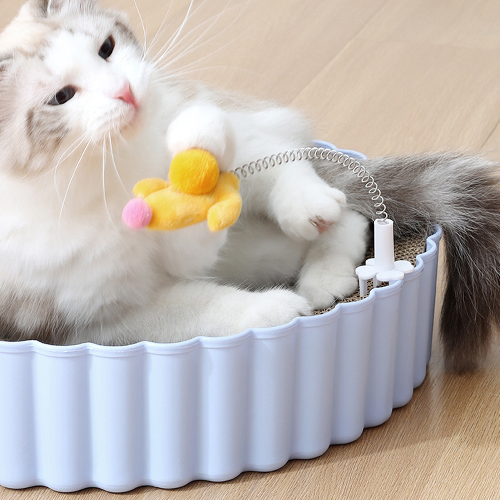 Cat Teaser Stick Metal Wire Spring Cat Toy Plush Teaser Wand Toy With Cartoon Doll