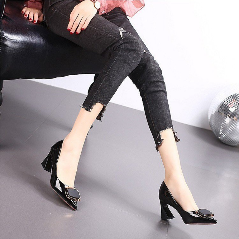 Pumps Women Shoes Comfortable Medium Heel Pointed Toe Office Ladies Shoes Fashion Soft Sole Non-slip Heels Women Tacones Mujer