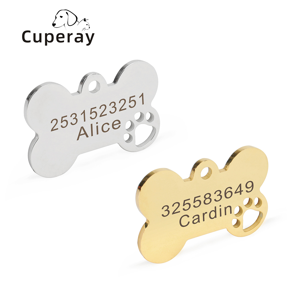Bone Engraved Tag,Personalized Puppy Pet ID,Free Custom Stainless Steel Dog Tag Key Chain Pet Tag for Dog Pet DIY Craft Supplies