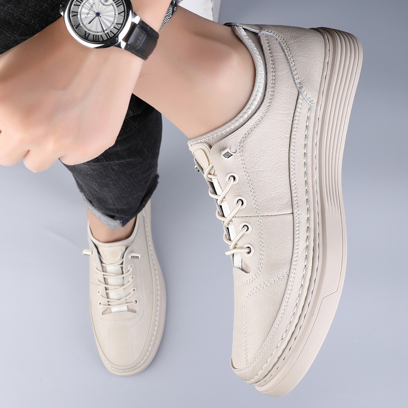 Genuine Leather Sneakers for Men: Casual, Comfortable 2024 Lace-Up Skate Shoes 4 Comtable