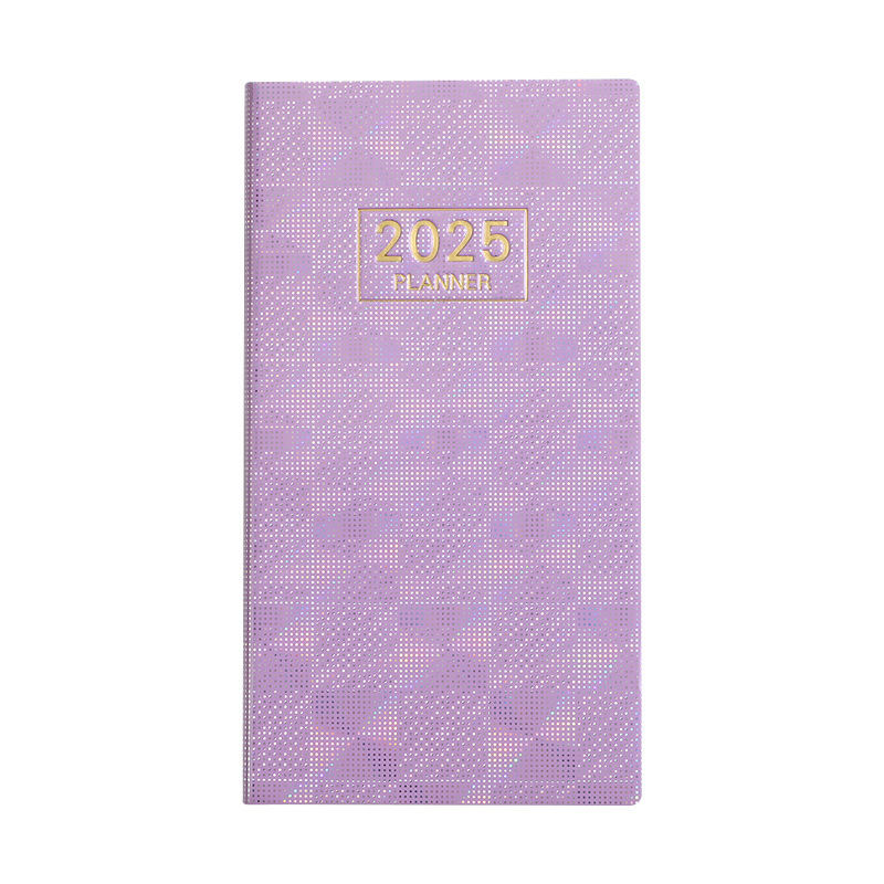 Cross-border laser 2025 a6 English calendar book colorful star color notebook leather thin weekly calendar plan book