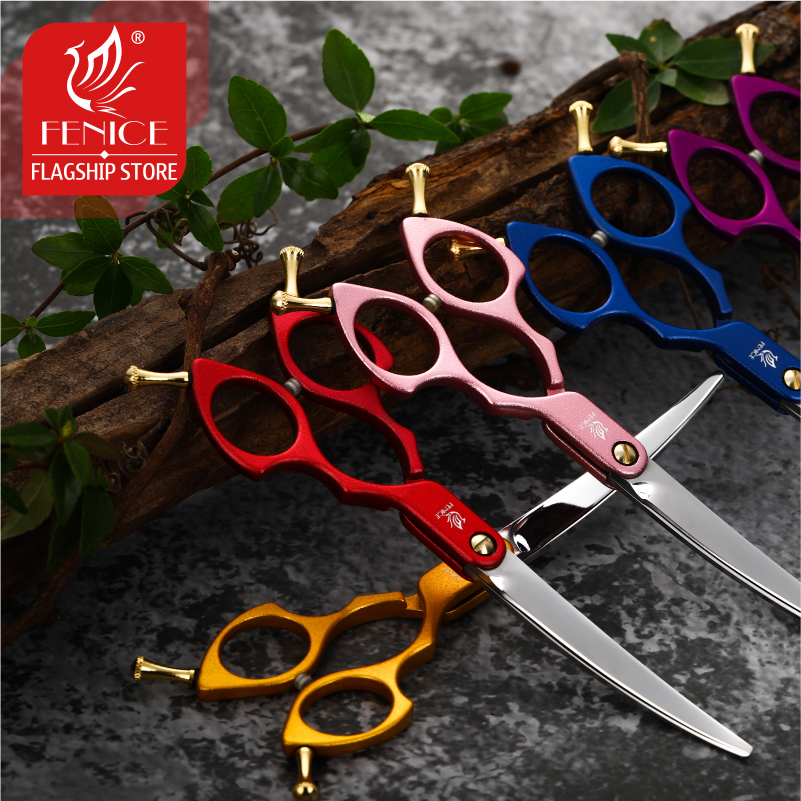 Fenice JP VG10 Steel 6.25 Inch Pet Dogs Gromming Scissors Fine Trimmer Dog Curved Scissors Shears Grommer Cutting Tools