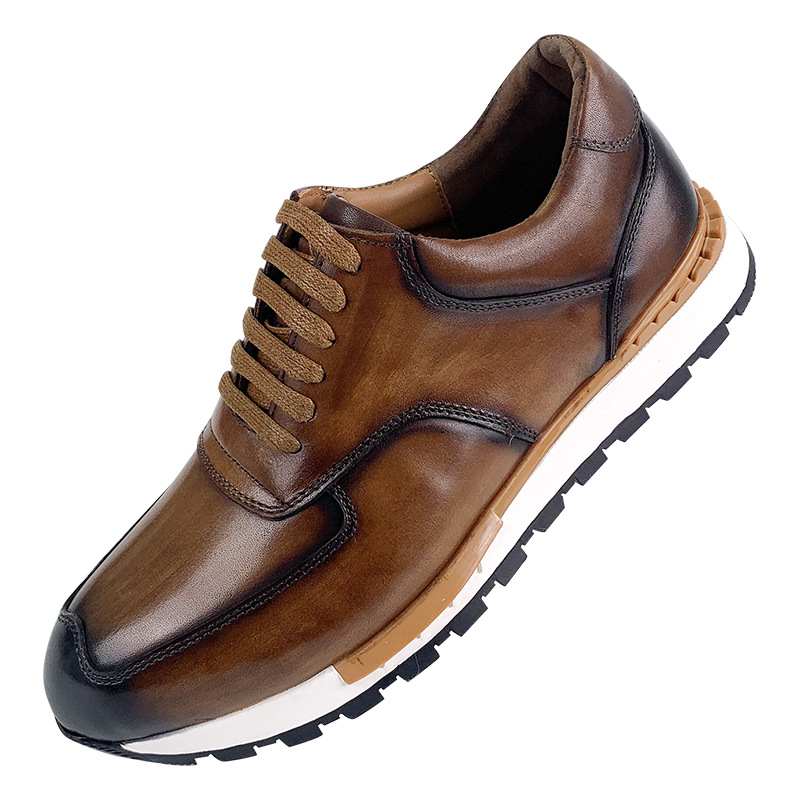 High Quality Genuine Leather Men Casual Sneakers Vintage Design Lace Up Outdoor Men Leather Dating Shoes Plus Size 38-46