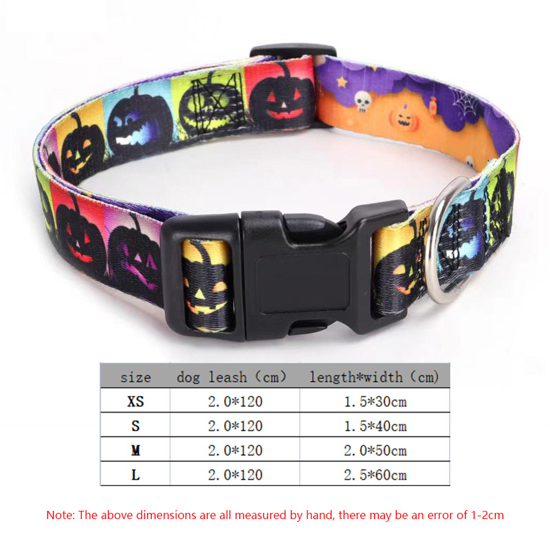 Halloween Dog Collar and Leash Set Adjustable Pet Collar Leash with Pumpkin Pattern, for Dogs and Cats Pet Accessories Supplies