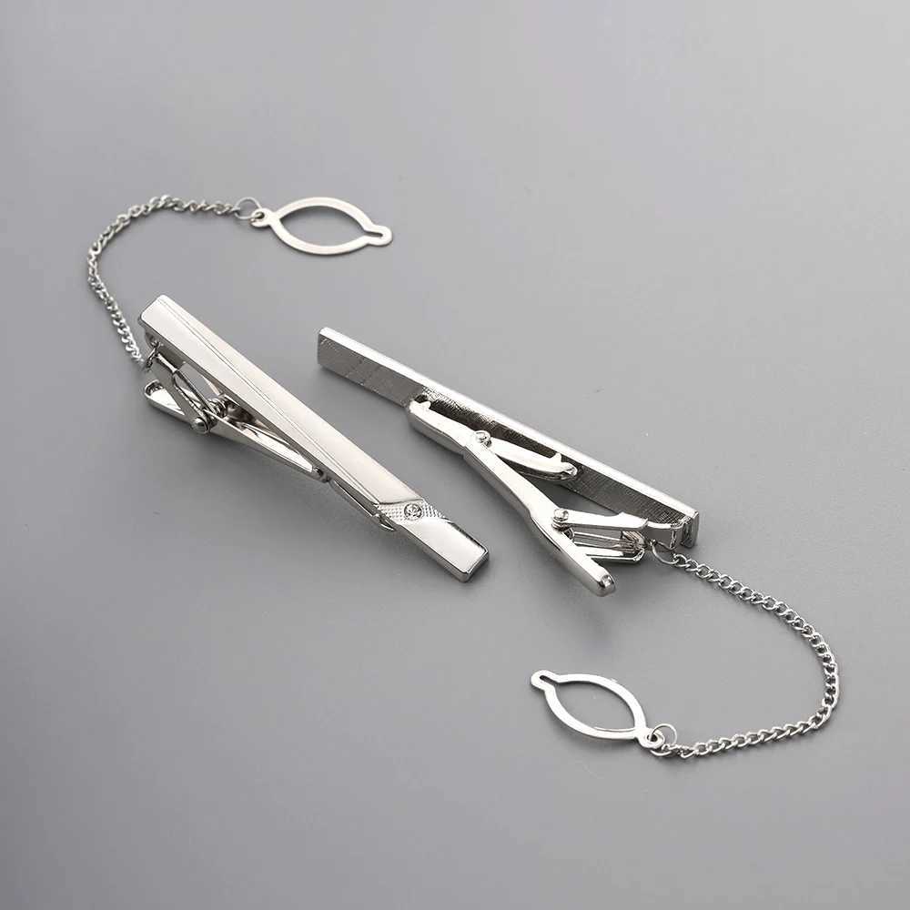 Classic Necktie Clip For Business Men Silver Color Crystal Decor Tie Pin All Match Short Tie Clips Fashion Wedding OrnamentsX240914