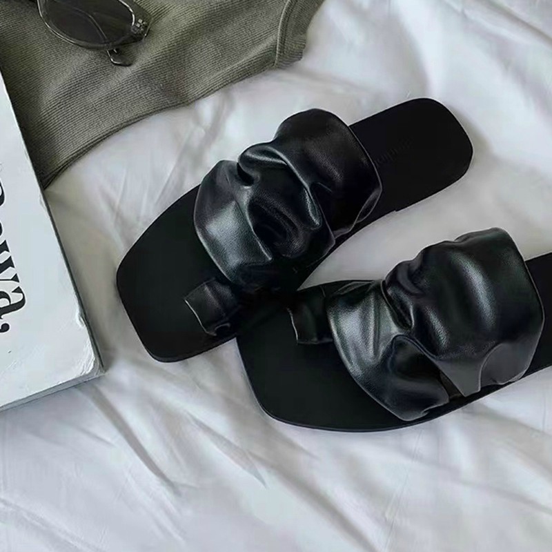 Slides Women Rubber Flip ps Soft 2024 Beach Flat Hawaiian Square Toe Female Shoes Slippers a733 d8c