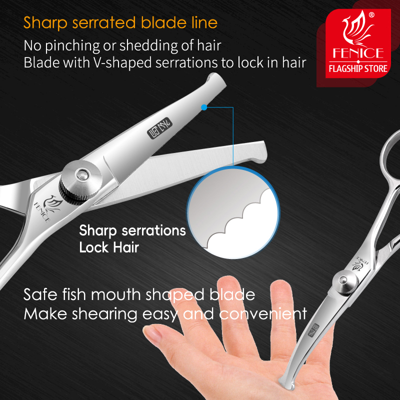 Fenice 4.75 Inch Safety Round Tip Pet Dog Cat Grooming Scissors Straight/Curved/Thinning Shears for Eyes/Face/Foot/Nose