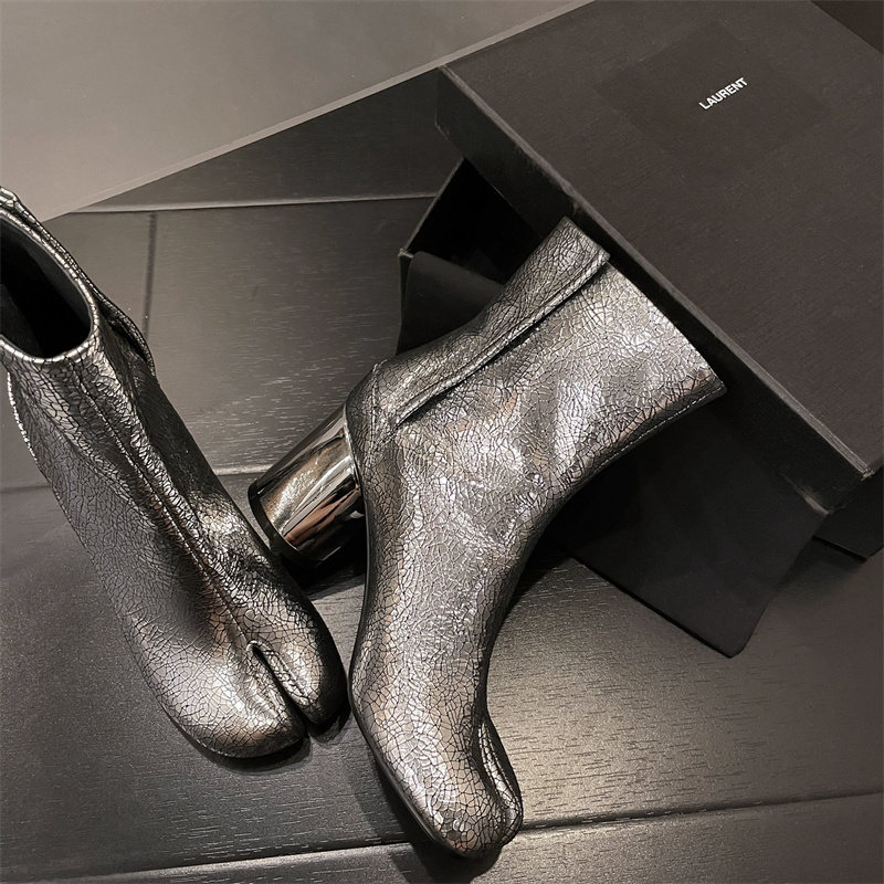 2024 Winter Split Toe Women Boots Autumn Short Boots Genuine Leather Women Shoes High Heels Ankle Boots for Women Real Leather