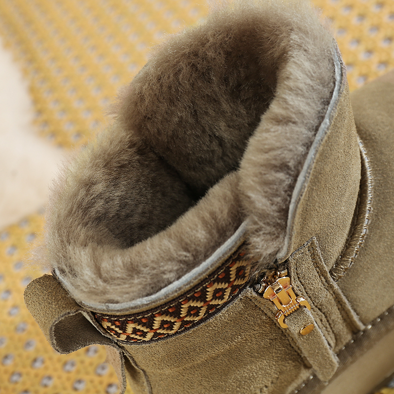 Imitation Wool Winter Snow Women Thicken Plush Warm Cotton Padded Shoes Woman Fashion Striped Thick Platform Ankle Boots