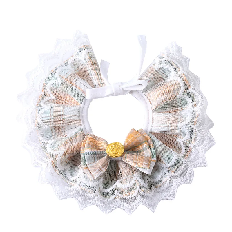 Pet Bib Lace Bowknot Cat Bib JK Preppy Style Cute Adjustable Cat Collar Puppy Decoration Accessories Suitable for Cats & Puppies