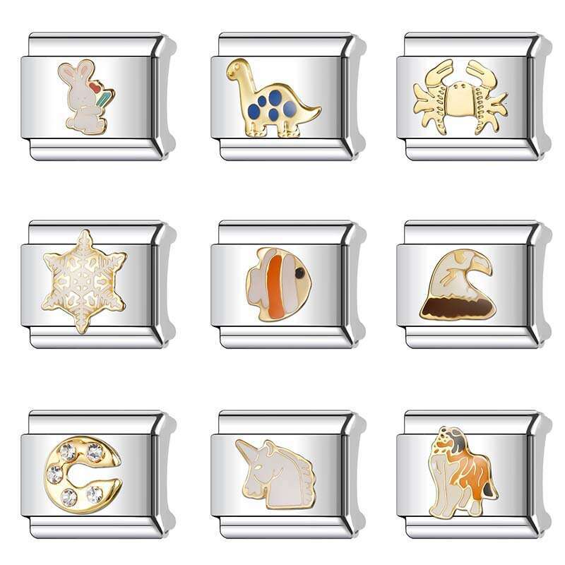 New Women's Gift Rabbit Horse Bead Italian Charms Links Bangle Beads Fit 9mm Stainless Steel Bracelet Making DIY For Women Fashion Jewelry